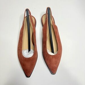 Frye Kenzie Slingback Suede Flat Size 6 Brick Red